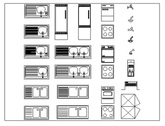 فایل اتوکد آبجکت انواع تجهیزات آشپزخانه