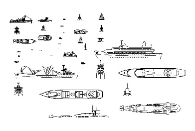 فایل اتوکد آبجکت انواع قایق، کشتی و زیردریایی