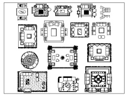 فایل اتوکد آبجکت انواع مبلمان مدرن اتاق نشیمن