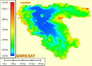 مدل رقومی ارتفاع (DEM) حوزه آبریز دریاچه ارومیه