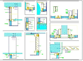 فایل اتوکد طراحی جزئیات دیواره شیشه ای همراه با مقاطع دقیق