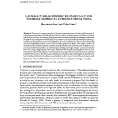 ژورنال Causality relationship between GDP, FDI, Tourism: Empirical evidence from India به همراه ترجمه