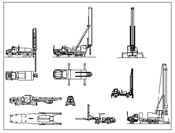 فایل اتوکد آبجکت انواع ماشین آلات حفاری