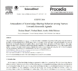 ترجمه مقاله انگلیسی ISI با موضوع سابقه رفتار به اشتراک گذاری دانش در میان پرستاران