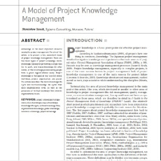 ترجمه مقاله انگلیسی ISI  با موضوع مدلی برای مدیریت دانش پروژه
