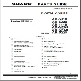 PARTS GUIDE MODEL: AR-5316 AR-5320 AR-1118 AR-M205 AR-M160 AR-5220