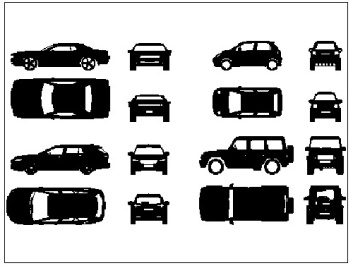 فایل اتوکد آبجکت انواع خودرو (سیاه و سفید)