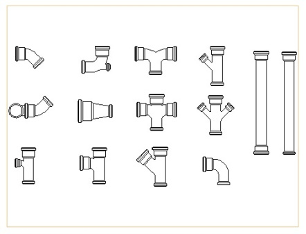 فایل اتوکد آبجکت انواع لوله های فاضلاب پی وی سی