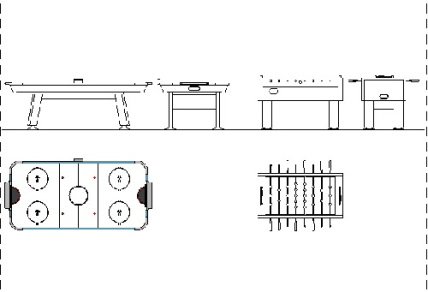 فایل اتوکد آبجکت لوازم بازی (فوتبال دستی و air hockey)