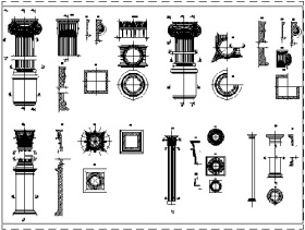 فایل اتوکد آبجکت انواع ستون ها و سرستون های معماری کلاسیک