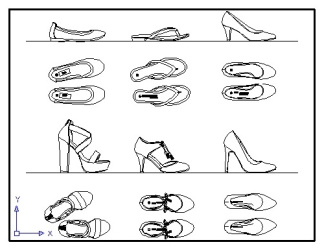 فایل اتوکد آبجکت انواع کفش زنانه