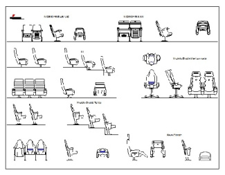 فایل اتوکد آبجکت انواع صندلی های سالن سینما و تئاتر
