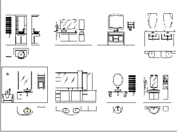 فایل اتوکد آبجکت طراحی داخلی سرویس بهداشتی و حمام (پلان و دید به طرح)