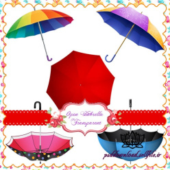 تصاویر ترنسپرنت چترهای رنگین کمانی | چتر خالدار | چتر قرمز و آبی
