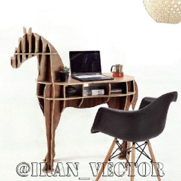 طرح برش میز و قفسه به شکل اسب - شلف - استند