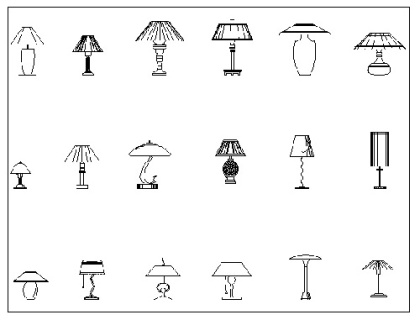 فایل اتوکد آبجکت انواع آباژور رومیزی (چراغ رومیزی)