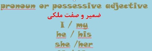 پاورپوینت درباره ضمیر و صفت ملکی در زبان انگلیسی pronoun or possessive adjective