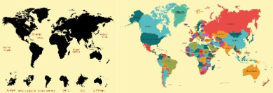 وکتور نقشه کره زمین -نقشه قاره ها -فایل کورل