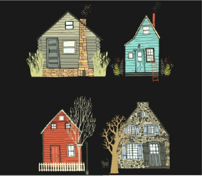 وکتور خانه -ساختمان -کارتونی-نقاشی-فایل کورل