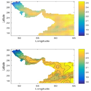 داده های دمای سطحی درون یابی شده بهینه خلیج فارس و دریای عمان