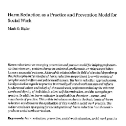 ترجمه  مقاله Harm Reduction as a Practice and Prevention Model for Social Work به همراه ترجمه