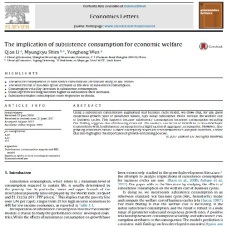 مقاله  The implication of subsistence consumption for economic welfare به همراه ترجمه