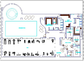 فایل اتوکد طراحی سالن باشگاه ورزشی و بدنسازی