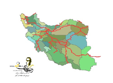 شیپ فایل خطوط ریلی ایران به همراه شیپ فایل تقسیمات استانی کشور
