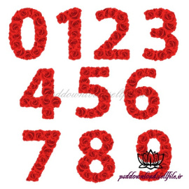 تصویر png اعداد انگلیسی طراحی شده با رزهای قرمز با کیفیت عالی