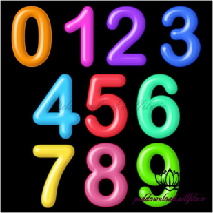 تصویر ترنسپرنت اعداد انگلیسی رنگی