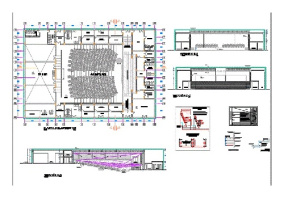 فایل اتوکد طراحی سالن همایش و اجرا همراه با پلان های دقیق و مبلمان شده و برش ها