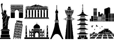 وکتور بناهای مشهور جهان -تاج محل-برج کج پیزا-مجسمه آزادی -برج ایفل و سایر بناها  -فایل کورل