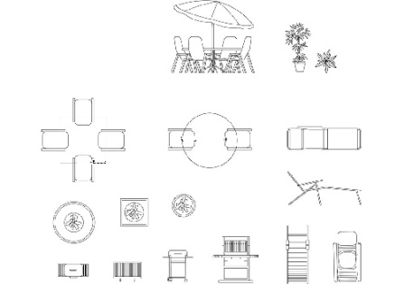 فایل اتوکد آبجکت انواع مبلمان فضای باز (مبلمان مناسب برای استراحت در باغ و...)