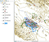 لایه های GIS قنوات، مادر چاه ها، مظهر قنات ها، سدها، مسیر لوله آب مشهد