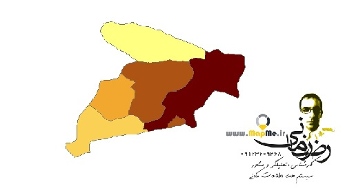 شیپ فایل تقسیم بندی شهرستانهای استان البرز به همراه اطلاعات جمعیتی بر اساس آمار سال 95