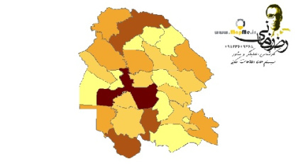شیپ فایل تقسیم بندی شهرستانهای استان خوزستان به همراه اطلاعات جمعیتی بر اساس آمار سال 95