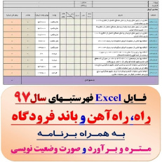 فایل Excel فهرستبهای راه, راه آهن و باندفرودگاه سال97 و نرم افزار متره و برآورد و صورت وضعیت نویسی