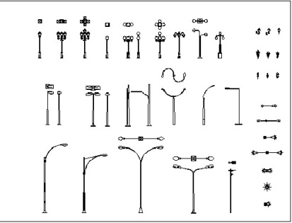 فایل اتوکد آبجکت انواع چراغ های خیابانی