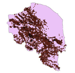 شیپ فایل روستا های استان کرمان حاوی اطلاعات جمعیت 1390