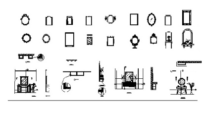 فایل اتوکد آبجکت انواع آینه دیواری