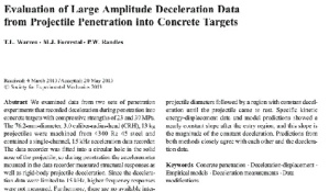 ترجمه مقاله Evaluation of Large Amplitude Deceleration Data from Projectile Penetration into Concrete Targets (مهندسی مکانیک و عمران)