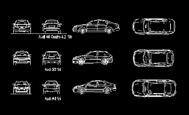 فایل اتوکد آبجکت خودروی آئودی مدل های A4،S3 و A6