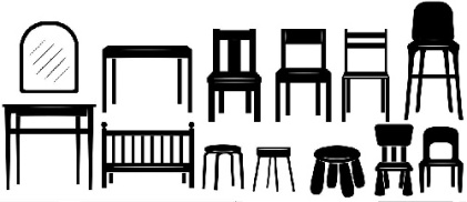 وکتور صندلی-وکتور چهارپایه-وکتور میز-وکتور میز آرایش-وکتور تخت کودک-فایل کورل