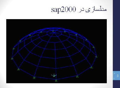 پروژه بارگذاری گنبد فضاکار تک لایه با نسبت ارتفاع به دهانه 0.2