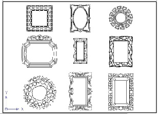 فایل اتوکد آبجکت انواع آینه دیواری (سری دوم)