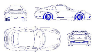 بلوک و فایل اتوکد - خودرو پرشه باکستر 2000 -Porsche Boxster