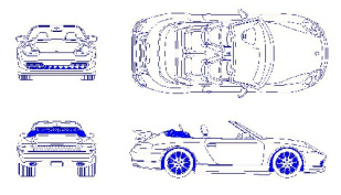 بلوک و فایل اتوکد - خودرو پرشه 911 مدل 1999 - Porsche 911