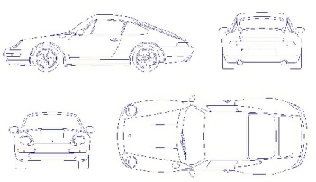 بلوک و فایل اتوکد - خودرو پرشه کرییر 1997 - Porsche Carrera