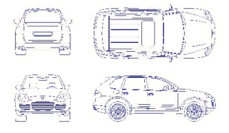 بلوک و فایل اتوکد - خودرو پرشه کاان 2003 - Porsche Cayenne