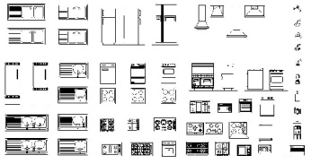 بلوک و فایل اتوکد - تجهیزات مورد استفاده در آشپزخانه